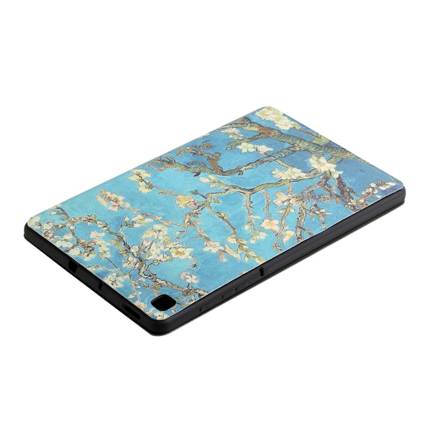 For Samsung Galaxy Tab S6 Lite 10.4 P610 P615 Dual-folding Coloured Drawin...(White Cherry Blossoms)