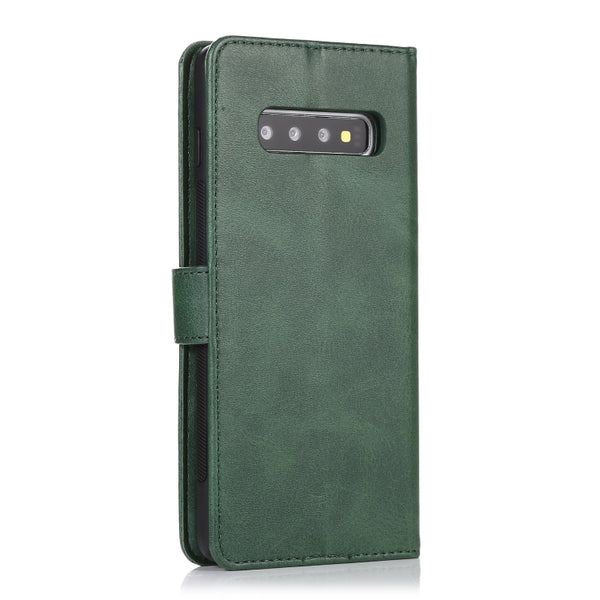 For Samsung Galaxy S10 Calf Texture 2 in 1 Detachable Magnetic Back Cover Horizontal Flip ...(Green)