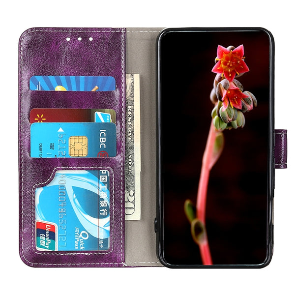 For iPhone 13 mini Retro Crazy Horse Texture Horizontal Flip Leather Case with Holder & C...(Purple)