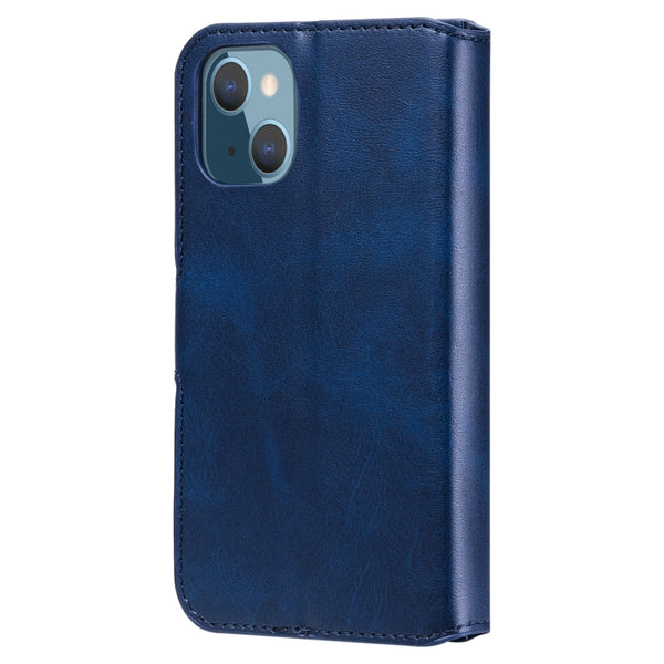 For iPhone 13 mini Classic Calf Texture PU TPU Horizontal Flip Leather Case with Holder & C...(Blue)