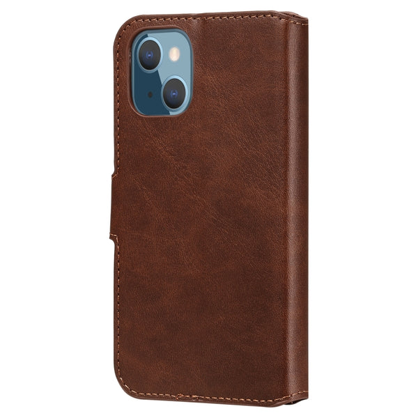 For iPhone 13 mini Classic Calf Texture PU TPU Horizontal Flip Leather Case with Holder & ...(Brown)