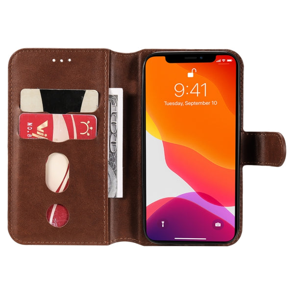 For iPhone 13 mini Classic Calf Texture PU TPU Horizontal Flip Leather Case with Holder & ...(Brown)