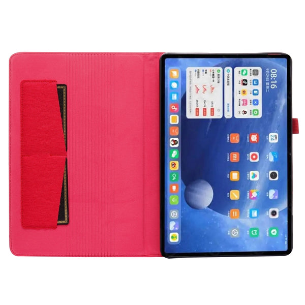 For Xiaomi Pad 5 5 Pro Horizontal Flip TPU Fabric PU Leather Protective Case with Name Card ...(Red)