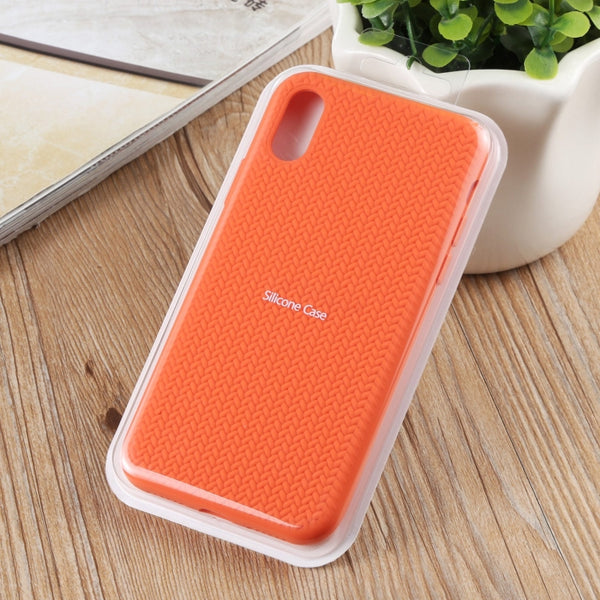 For iPhone XS Max Herringbone Texture Silicone Protective Case(Orange)