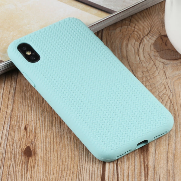 For iPhone XS Max Herringbone Texture Silicone Protective Case(Green Jade)