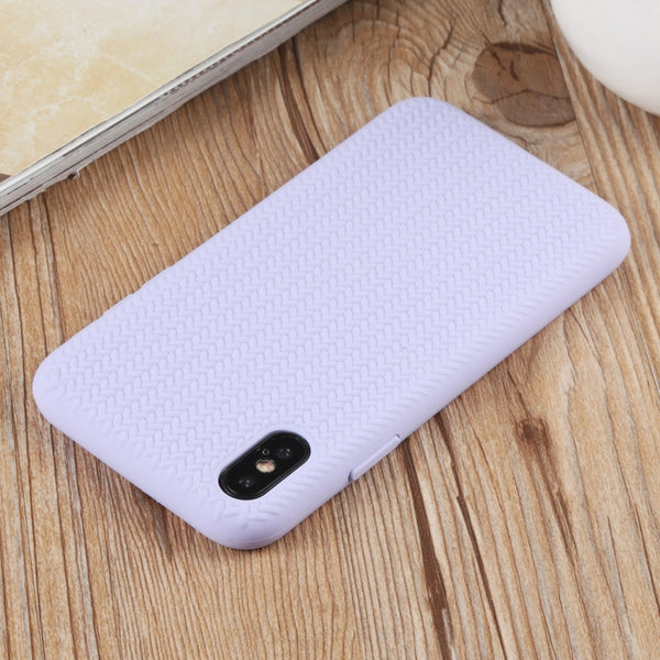 For iPhone XS Max Herringbone Texture Silicone Protective Case(Light Purple)