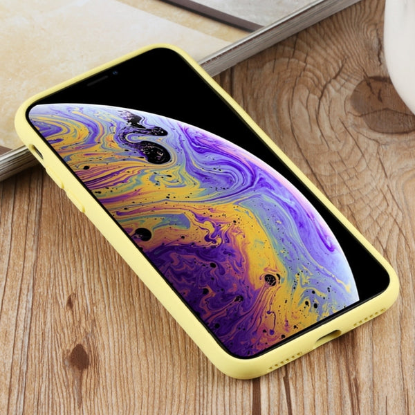 For iPhone XS Max Herringbone Texture Silicone Protective Case(Shiny Yellow)