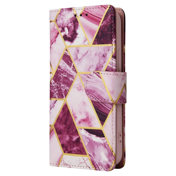 For iPhone 13 mini Marble Bronzing Stitching Horizontal Flip PU Leather Case with Holder ...(Purple)