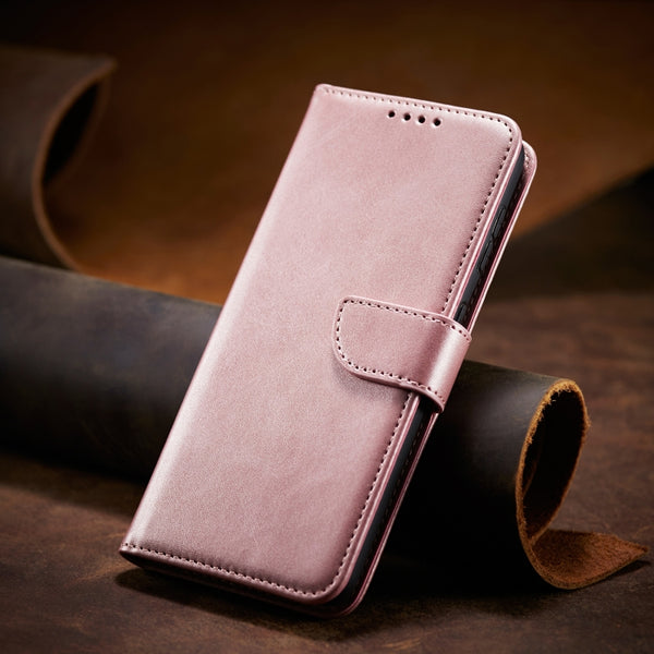 For iPhone XR Calf Texture Buckle Horizontal Flip Leather Case with Holder & Card Slot...(Rose Gold)
