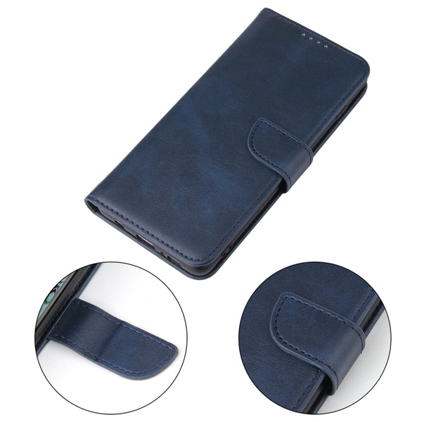 For Samsung Galaxy S10 Calf Texture Buckle Horizontal Flip Leather Case with Holder & Card ...(Blue)