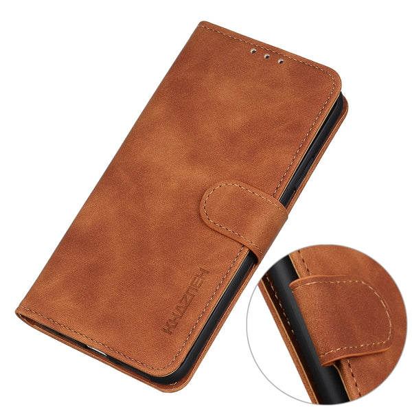 For Samsung Galaxy S22 Ultra 5G KHAZNEH Retro Texture PU TPU Horizontal Flip Leather Case ...(Brown)