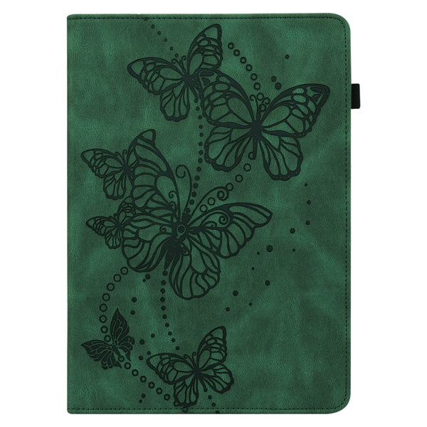 For Samsung Galaxy Tab A 8.0 (2019) T290 Embossed Butterfly Pattern Horizontal Flip Leathe...(Green)
