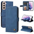 For Samsung Galaxy S22 5G Skin Feel Life Tree Metal Button Horizontal Flip Leather Phone Case(Blue)