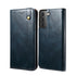 For Samsung Galaxy S22 5G Simple Wax Crazy Horse Texture Horizontal Flip Leather Phone Case...(Blue)