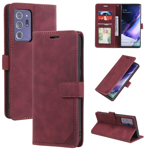 For Samsung Galaxy Note20 Ultra Skin Feel Anti-theft Brush Horizontal Flip Leather Phone Case(Red)