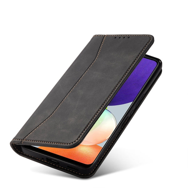 For Samsung Galaxy A22 4G Magnetic Dual-fold Leather Phone Case(Black)