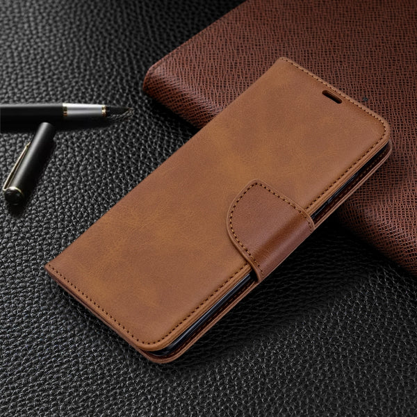 For Galaxy S20 Retro Lambskin Texture Pure Color Horizontal Flip PU Leather Case with Hold...(Brown)