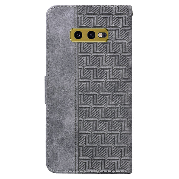 For Samsung Galaxy S10e Geometric Embossed Leather Phone Case(Grey)