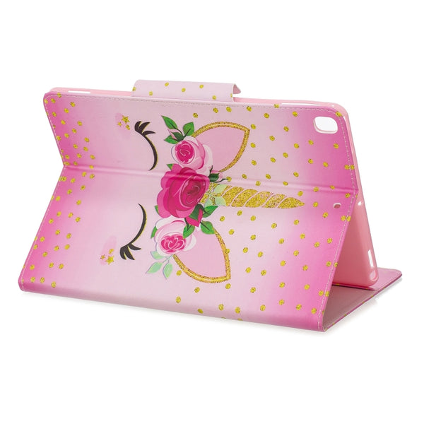 For iPad 10.2 Colored Drawing Pattern Horizontal Flip Leather Case with Hol...(Unicorn With Flowers)