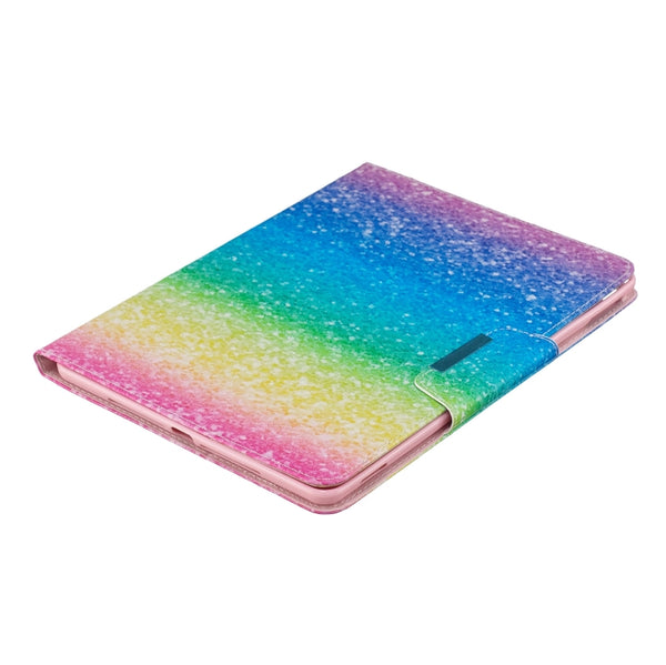 For iPad 10.2 Colored Drawing Pattern Horizontal Flip Leather Case with Hol...(Striped Rainbow Sand)