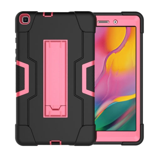 For Galaxy Tab A 8.0 (2019) T290 Contrast Color Silicone PC Combination Case with...(Black Rose Red)