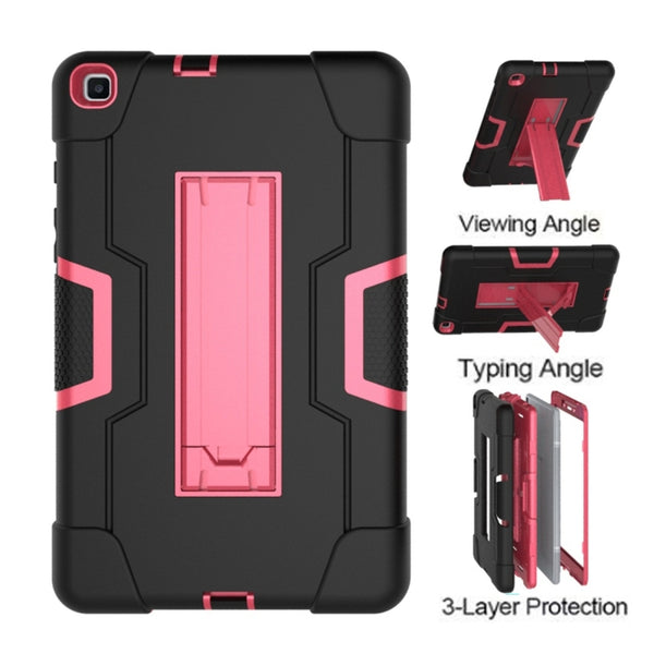 For Galaxy Tab A 8.0 (2019) T290 Contrast Color Silicone PC Combination Case with...(Black Rose Red)