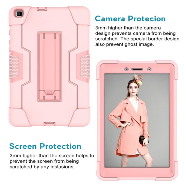 For Galaxy Tab A 8.0 (2019) T290 Contrast Color Silicone PC Combination Case with Holder(Rose Gold)