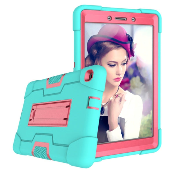 For Galaxy Tab A 8.0 (2019) T290 Contrast Color Silicone PC Combination Case with ...(Aqua Rose Red)