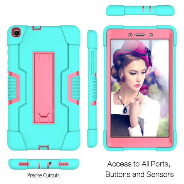 For Galaxy Tab A 8.0 (2019) T290 Contrast Color Silicone PC Combination Case with ...(Aqua Rose Red)