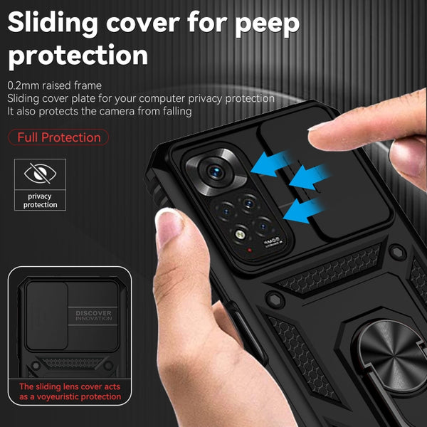 For Xiaomi Redmi Note 11 Global Sliding Camshield Holder Phone Case(Black)
