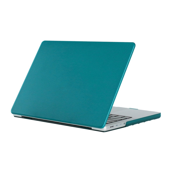 Dot Texture Double Sided Tanned Laptop Case For MacBook Pro 14.2 inch A2442 2021(Dark Cyan)