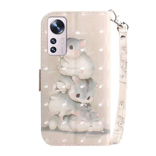 For Xiaomi 12 12X 3D Colored Horizontal Flip Leather Phone Case(Squirrels)