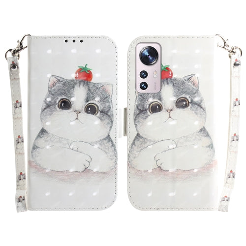 For Xiaomi 12 12X 3D Colored Horizontal Flip Leather Phone Case(Cute Cat)
