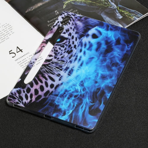For Samsung Galaxy Tab S7 S7 FE S8 Painted TPU Tablet Case(Blue Leopard)