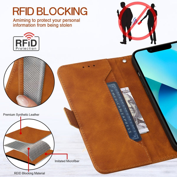 For Motorola Moto E32 RFID Geometric Line Flip Leather Phone