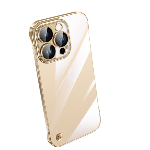 For iPhone 14 Pro Electroplating Frameless Clear PC Phone Case(Gold)