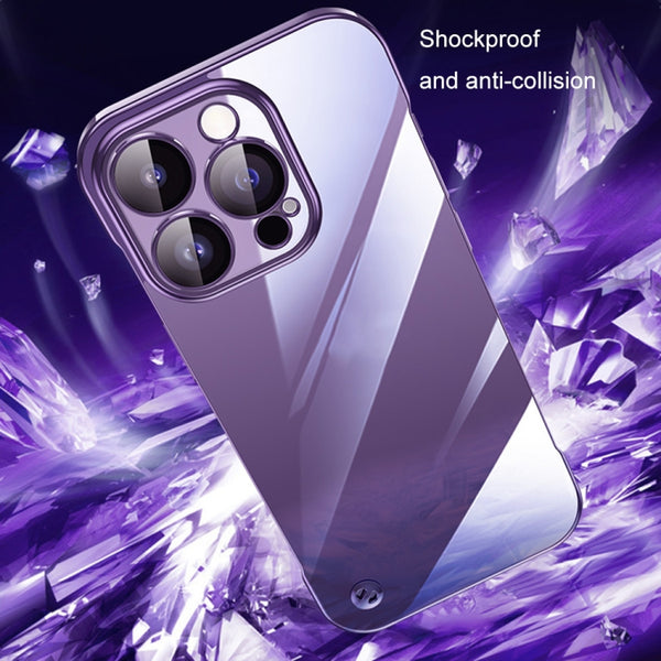 For iPhone 14 Pro Electroplating Frameless Clear PC Phone Case(Purple)