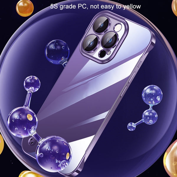 For iPhone 14 Pro Electroplating Frameless Clear PC Phone Case(Purple)