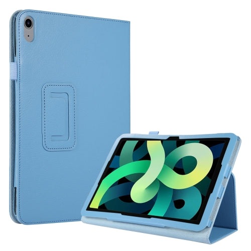 For iPad 10th Gen 10.9 2022 Litchi Texture Leather Smart Tablet Case with Holder(Baby Blue)