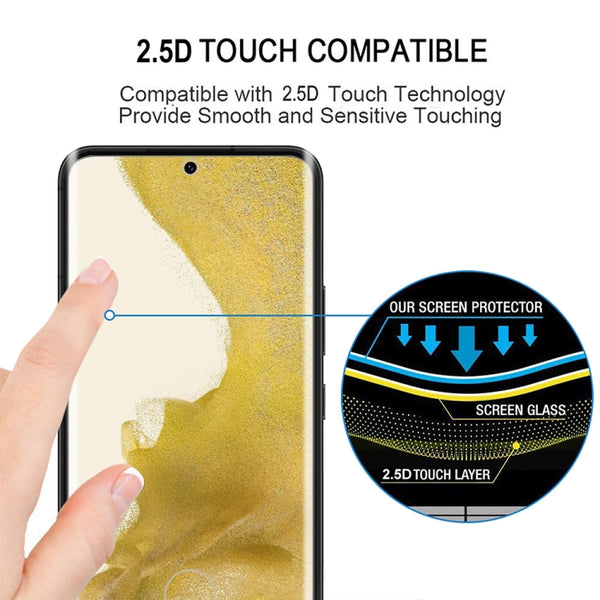 For Samsung Galaxy S23 5G 2pcs 3D Edge Glue Tempered Glass Full Film with 2pcs Aluminum Lens Film...