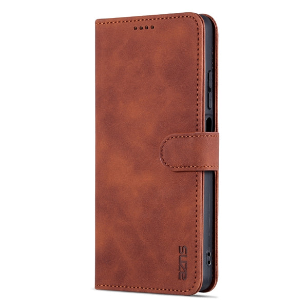 For Xiaomi Redmi Note 12 5G Global China Poco X5 AZNS Skin Feel Calf Texture Flip Leather ...(Brown)