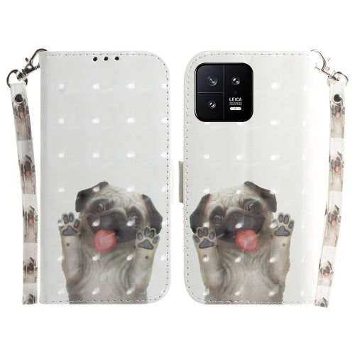 For Xiaomi 13 5G 3D Colored Horizontal Flip Leather Phone Case(Pug)