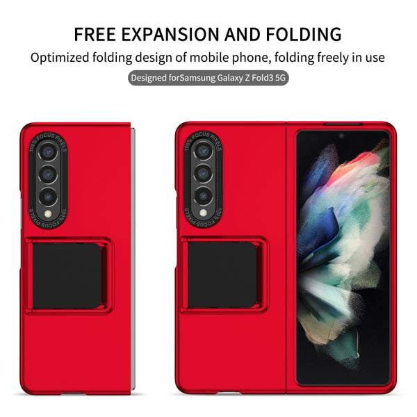 For Samsung Galaxy Z Fold3 5G Three-dimensional Folding Holder PC Phone Case(Red)