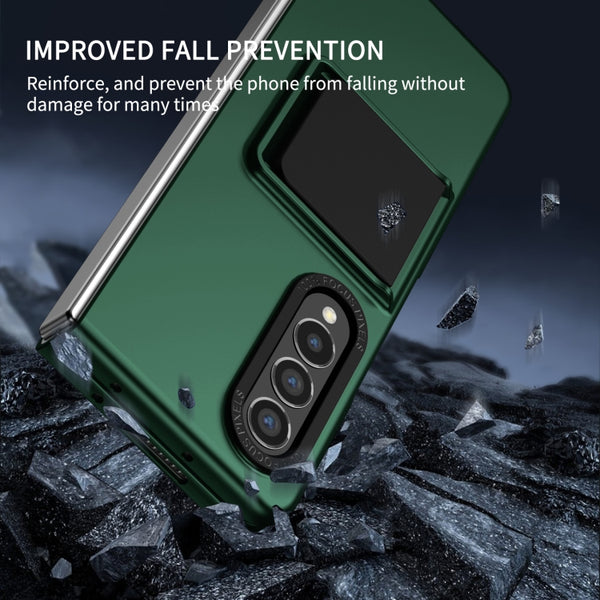 For Samsung Galaxy Z Fold3 5G Three-dimensional Folding Holder PC Phone Case(Green)