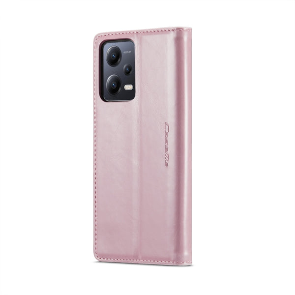 For Xiaomi Redmi Note 12 5G Poco X5 CaseMe 003 Crazy Horse Texture Leather Phone Case(Rose Gold)
