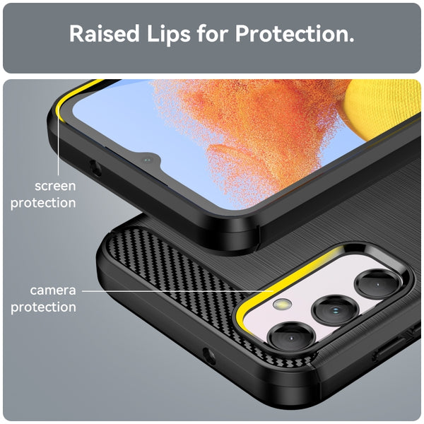 For Samsung Galaxy M14 5G Brushed Texture Carbon Fiber TPU Phone Case(Black)
