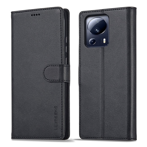For Xiaomi 13 Lite LC.IMEEKE Calf Texture Horizontal Flip Leather Case(Black)