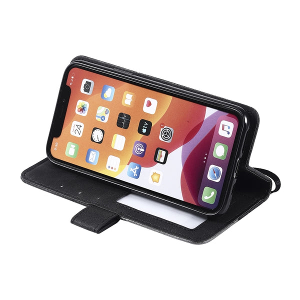 For iPhone 11 Skin Feel Splicing Horizontal Flip Leather Case with Holder & Card Slots & W...(Black)