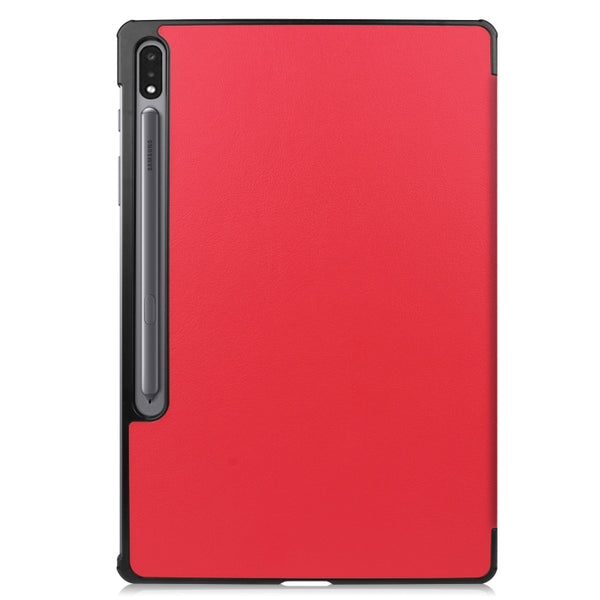 For Samsung Galaxy Tab S8 Tab S8 Plus Tab S7 FE Tab S7 Custer Texture Smart PU Leather Case ...(Red)