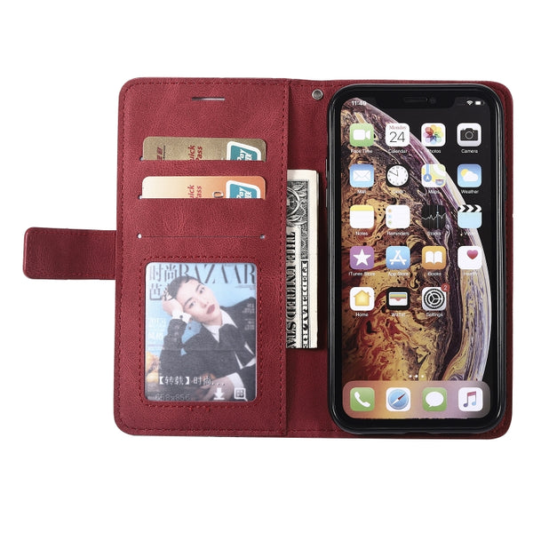 For iPhone XR Skin Feel Splicing Horizontal Flip Leather Case with Holder & Card Slots & Wal...(Red)